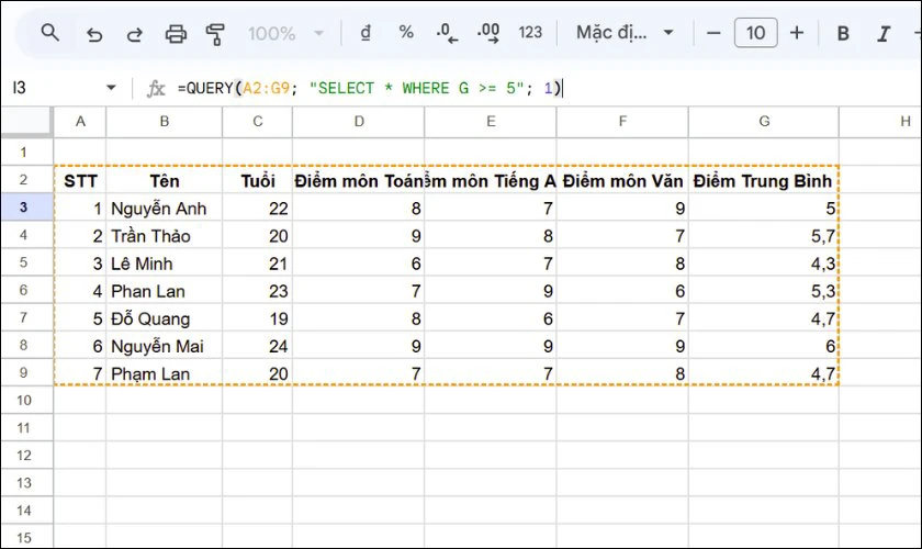 Cách sử dụng Hàm Query trong GG Sheet để lọc và tra cứu dữ liệu