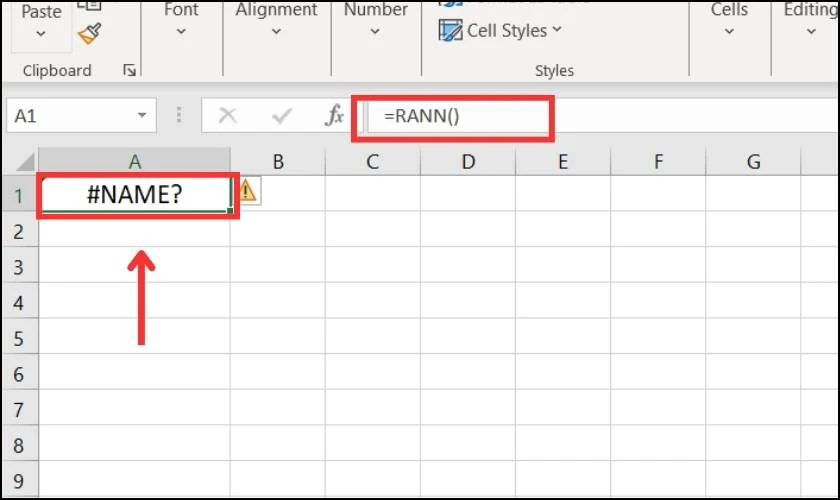 Lỗi #NAME khi sử dụng hàm Random trong Excel