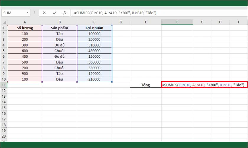 Cách dùng hàm SUMIF trong Excel chi tiết nhất