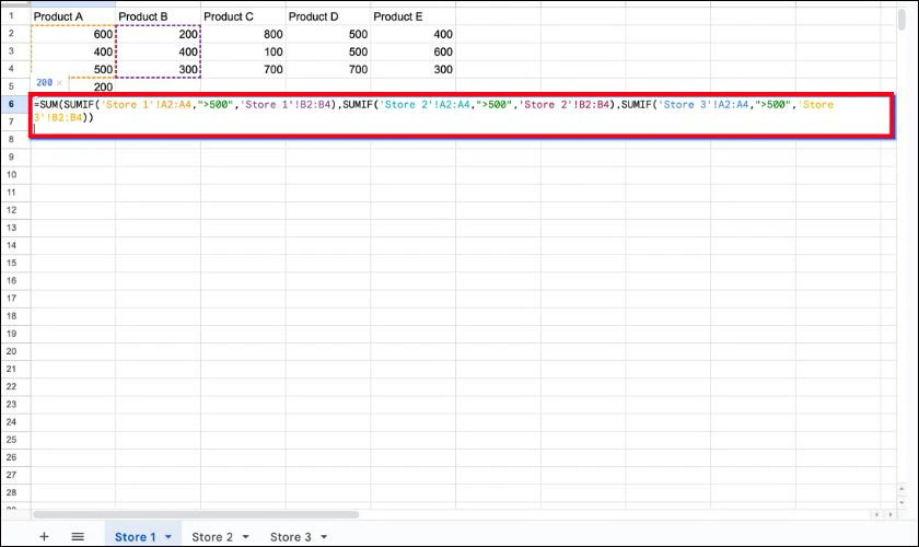 Hàm SUMIF nhiều sheet trong Excel