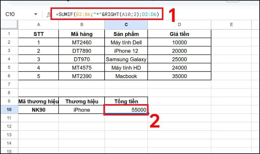 Cách dùng hàm SUMIF kết hợp với hàm LEFT nhanh