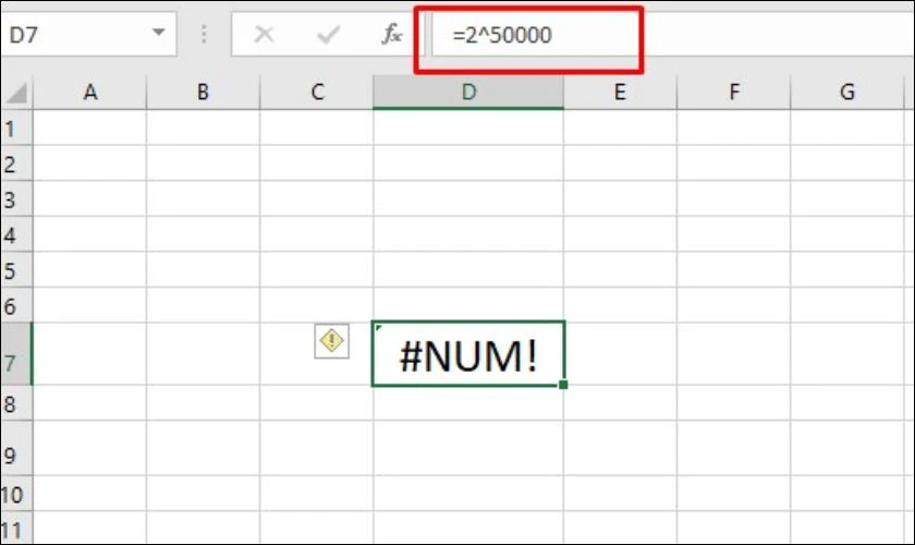 Lỗi #NUM! liên quan đến kiểu dữ liệu số