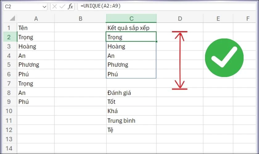 Các chú ý khi thêm hàm lọc giá trị duy nhất trong Excel