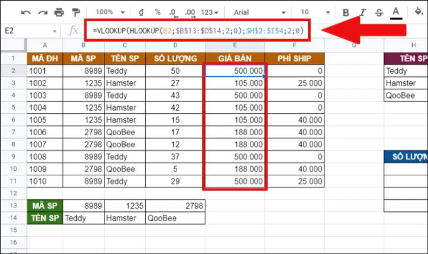 Cách sử dụng hàm VLOOKUP và HLOOKUP