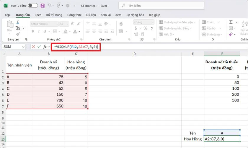 Kết hợp VLOOKUP với Data Validation