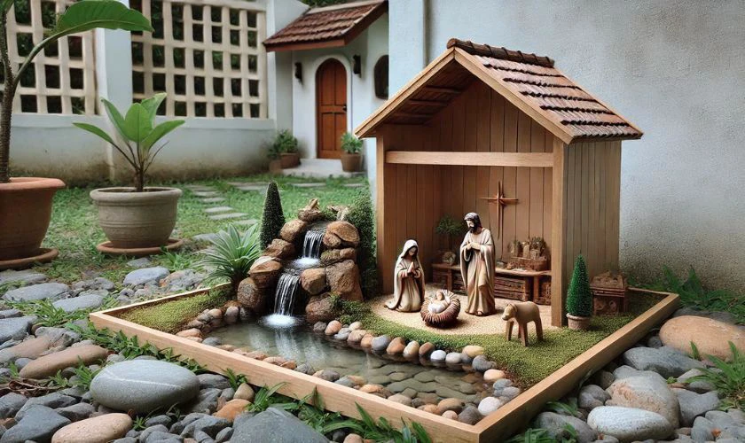 Mẫu hang đá Giáng Sinh có thác nước đẹp