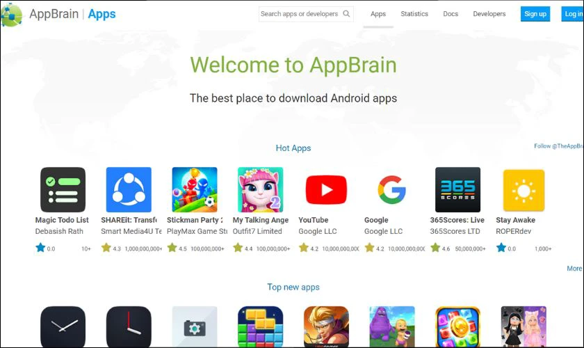 AppBrain - Phần mềm tải game trên máy tính