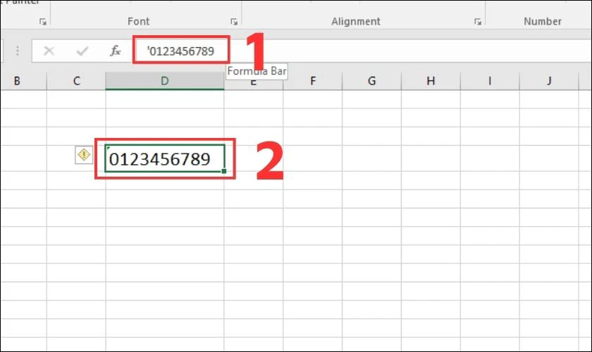 Cách để hiện số 0 trong Excel bằng dấu nháy