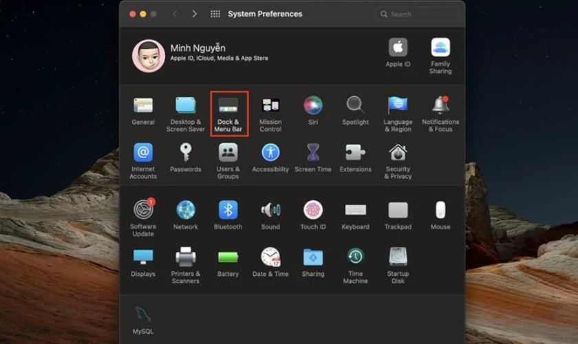 Chọn Dock & Thanh Menu