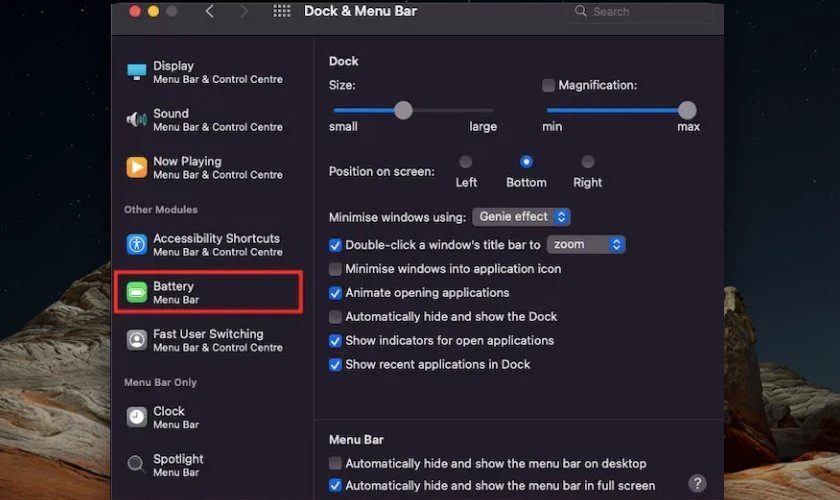 Trong phần Mô-đun khác, chọn Pin