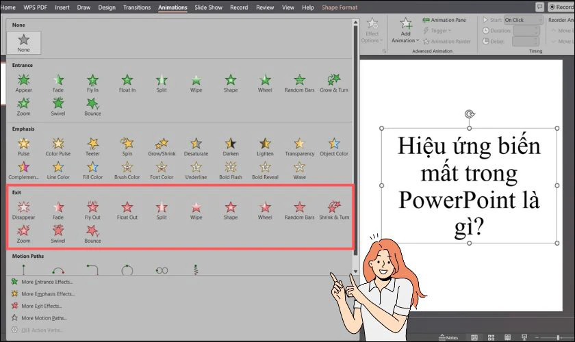 Hiệu ứng biến mất trong PowerPoint hay còn được gọi là hiệu ứng Exit