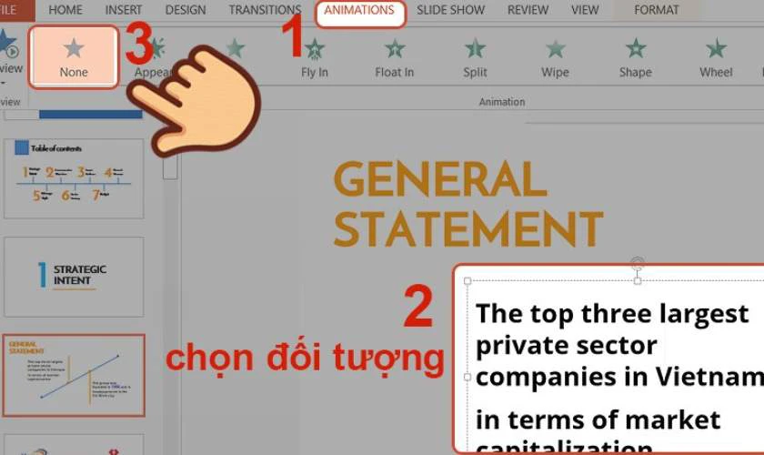 Chuyển đến tab Animations