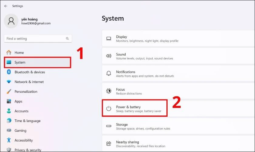 Sử dụng Settings để bật High Performance bước 2