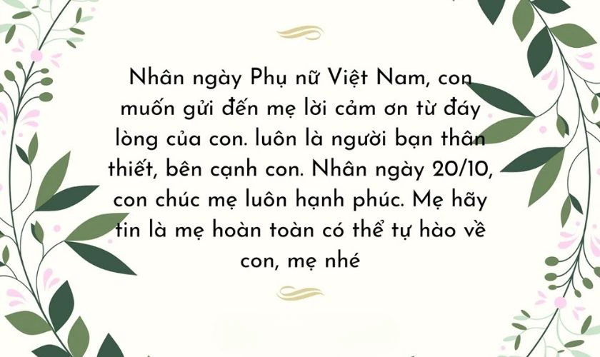 Ảnh chúc mừng ngày Phụ nữ Việt Nam cho mẹ