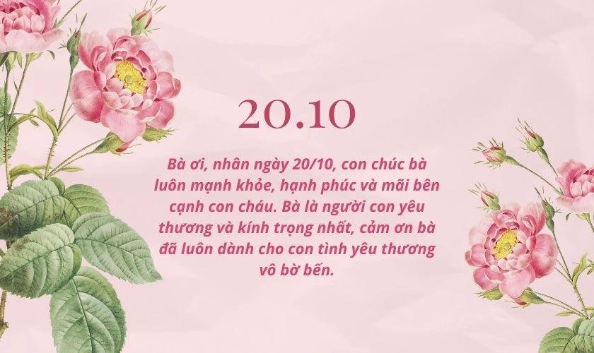 Lời chúc ngày 20/10 dành tặng cho bà