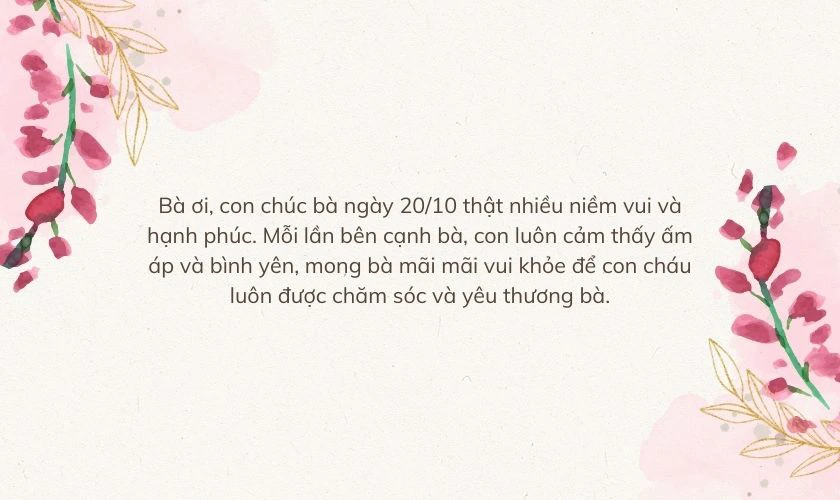 Ảnh chúc mừng 20/10 ý nghĩa dành cho bà