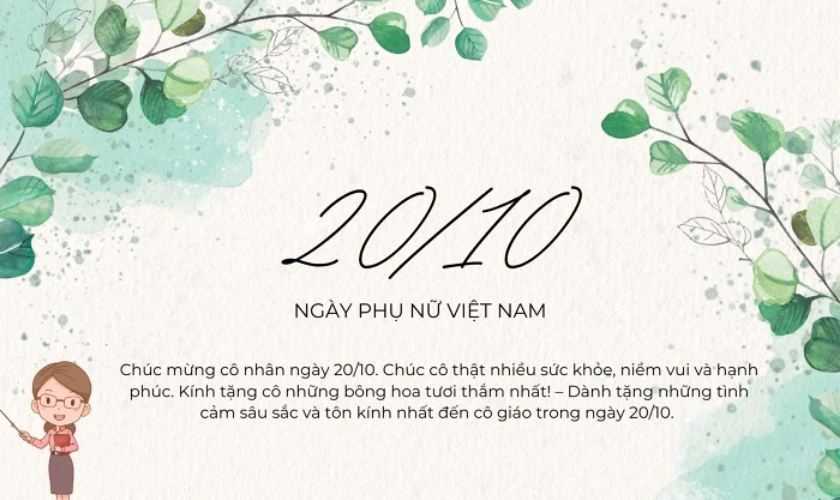 Hình 20/10 kèm lời chúc ý nghĩa cho cô