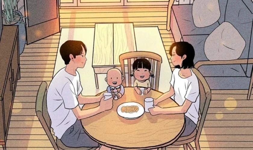 Hình ảnh Gia đình Việt Nam dễ thương, hài hước