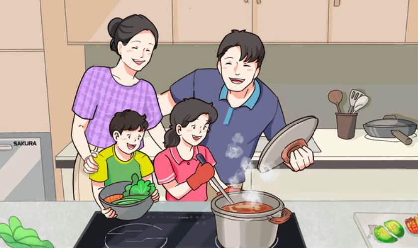 Hình ảnh Gia đình Việt Nam dễ thương, hài hước, tiếng cười