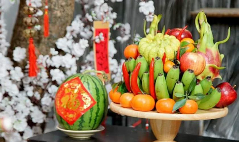 Trang trí mâm quả miền Trung đặc sắc mùa Tết