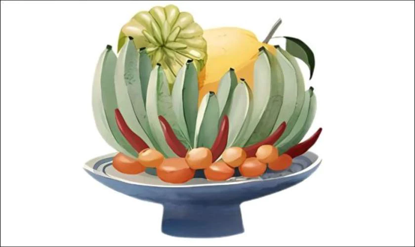 Hình ảnh mâm ngũ quả trong tranh vẽ