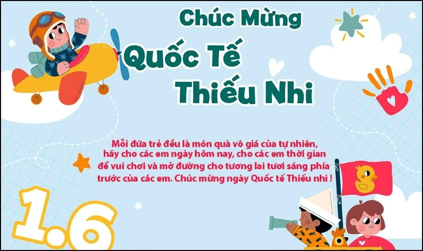 H&igrave;nh ảnh ch&uacute;c mừng ng&agrave;y Quốc tế Thiếu nhi mới