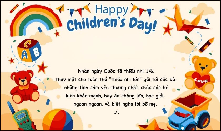 H&igrave;nh ảnh ch&uacute;c mừng ng&agrave;y Quốc tế Thiếu nhi đẹp