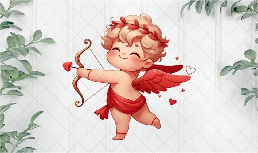 Hình ảnh Valentine với biểu tượng thần Cupid và mũi tên