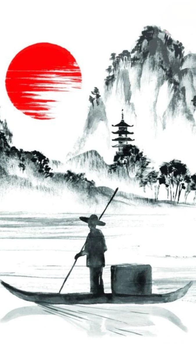 Hình nền 20/11 chủ đề người lái đò cổ