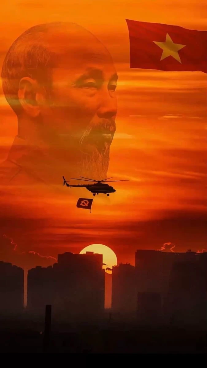 Hình nền 30/4 cờ đỏ sao vàng rực rỡ