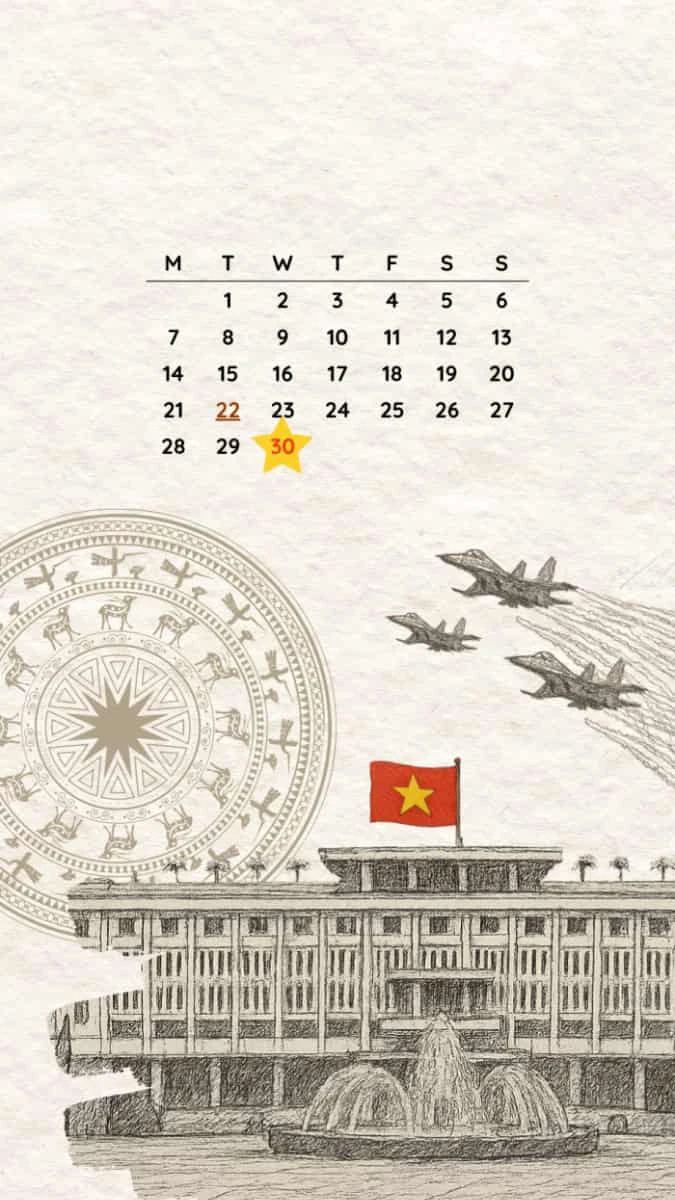 Hình nền 30/4 phong cách minh họa