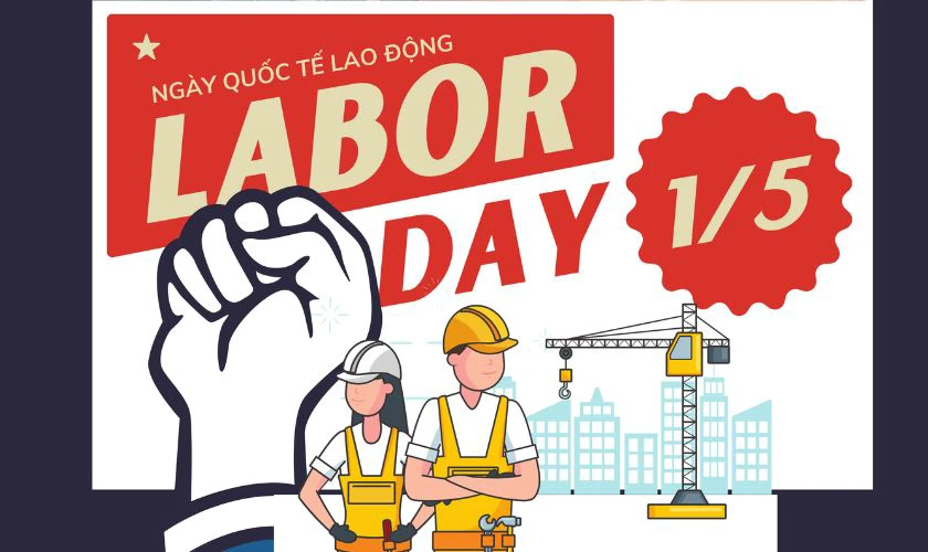 Hình nền 30/4 1/5 cho máy tính chủ đề người lao động mới