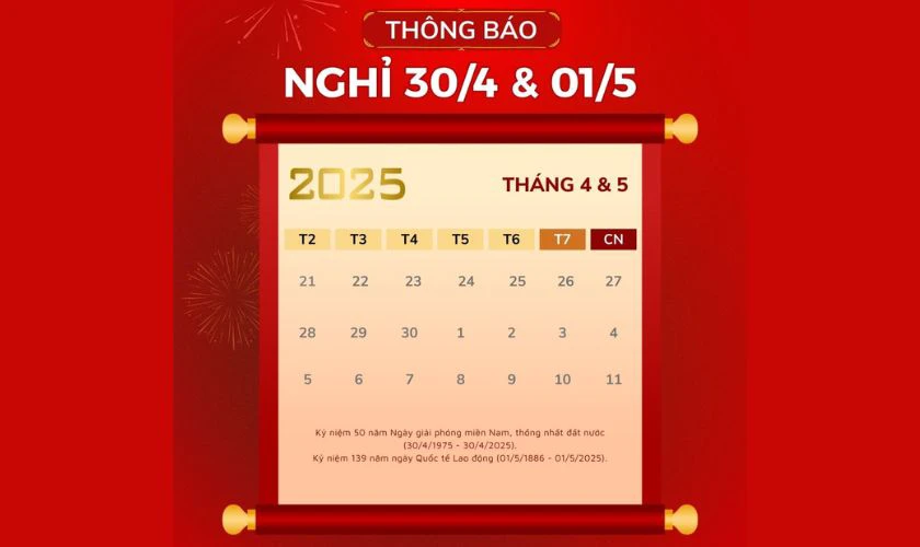 Hình nền thông báo nghỉ lễ nét