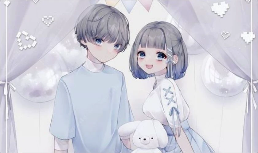 Hình anime cặp đôi dễ thương cho máy tính