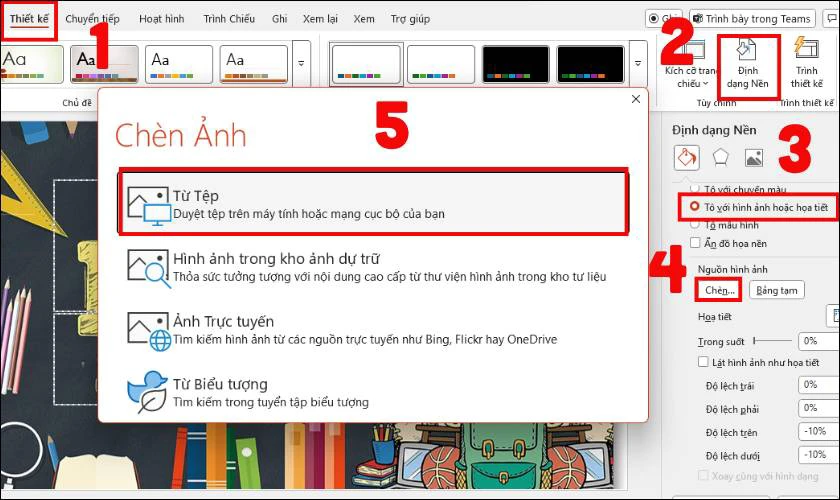 Nhấn vào mục Thiết kế trên thanh công cụ chính