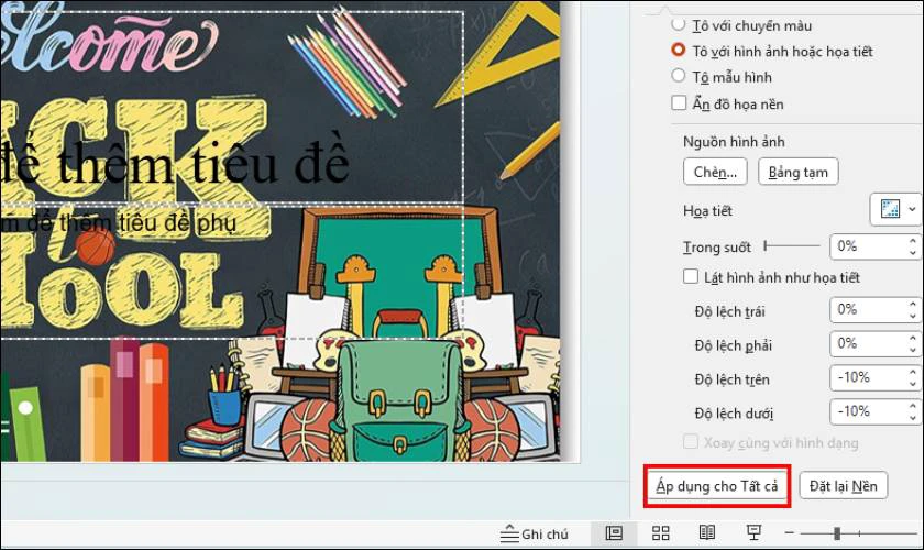 Nhấn Áp dụng cho Tất cả để hoàn tất thao tác cuối cùn