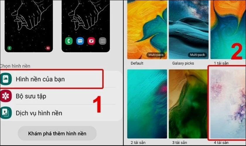 Ấn vào mục Hình nền của bạn rồi chọn ảnh bạn muốn