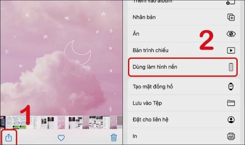 Vào album ảnh và nhấn mạnh vào tấm ảnh bạn muốn đặt làm hình nền