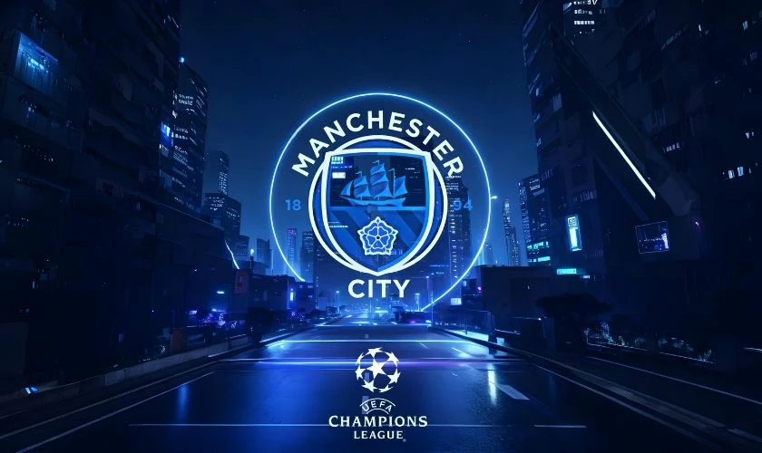 Hình nền logo Man City cách điệu