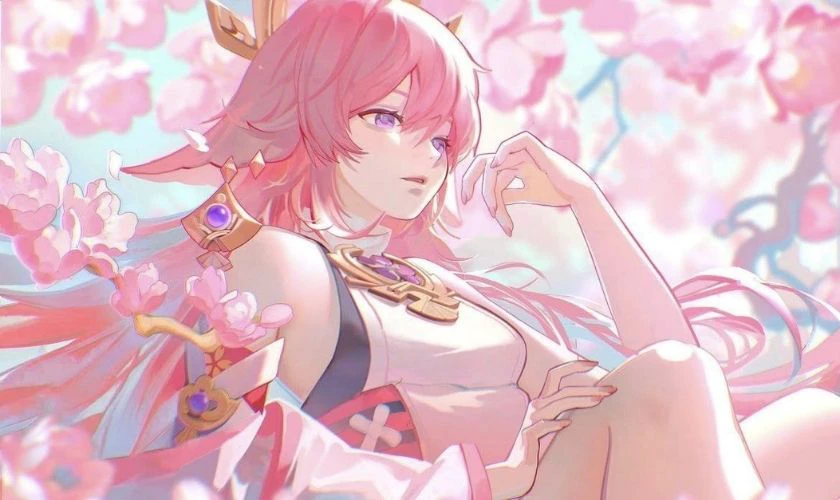 Wallpaper Genshin Impact Yae Miko kiều mị