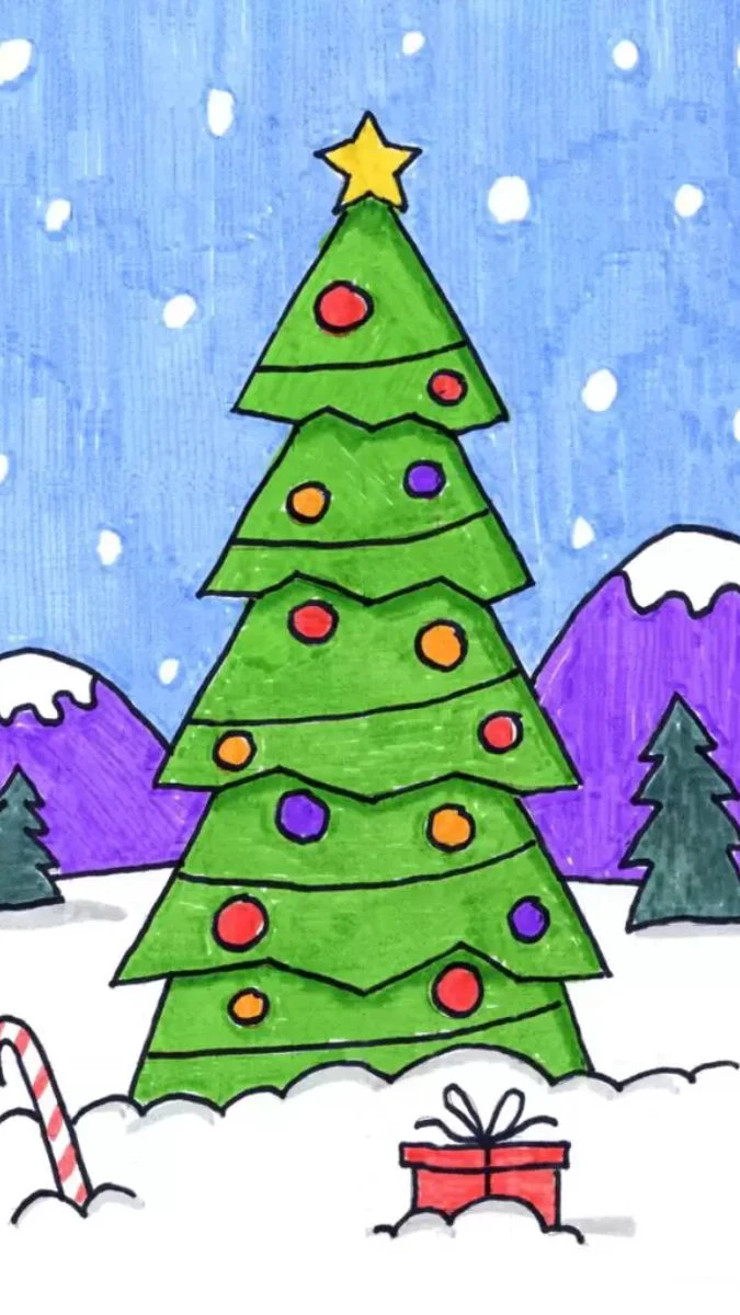 Hình nền Giáng sinh dạng tranh vẽ
