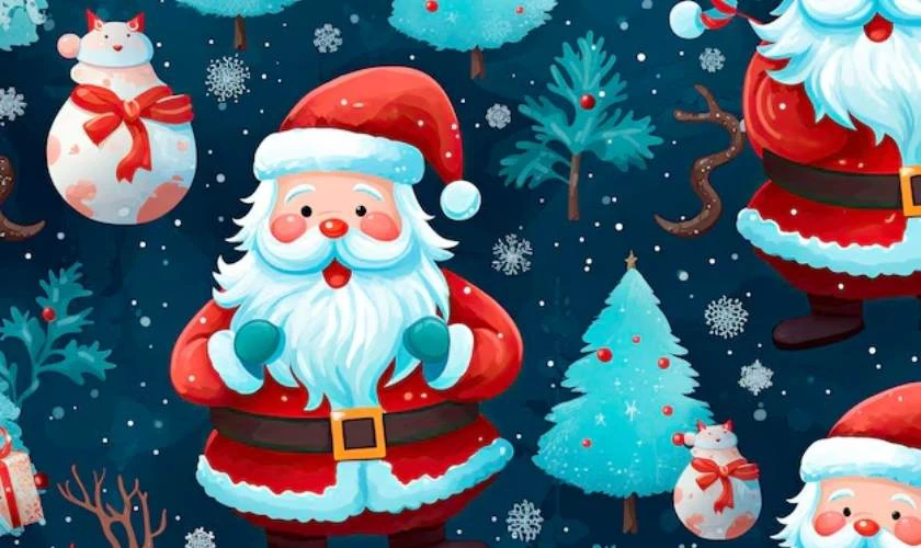 Hình nền Giáng sinh chủ đề ông già Noel chibi