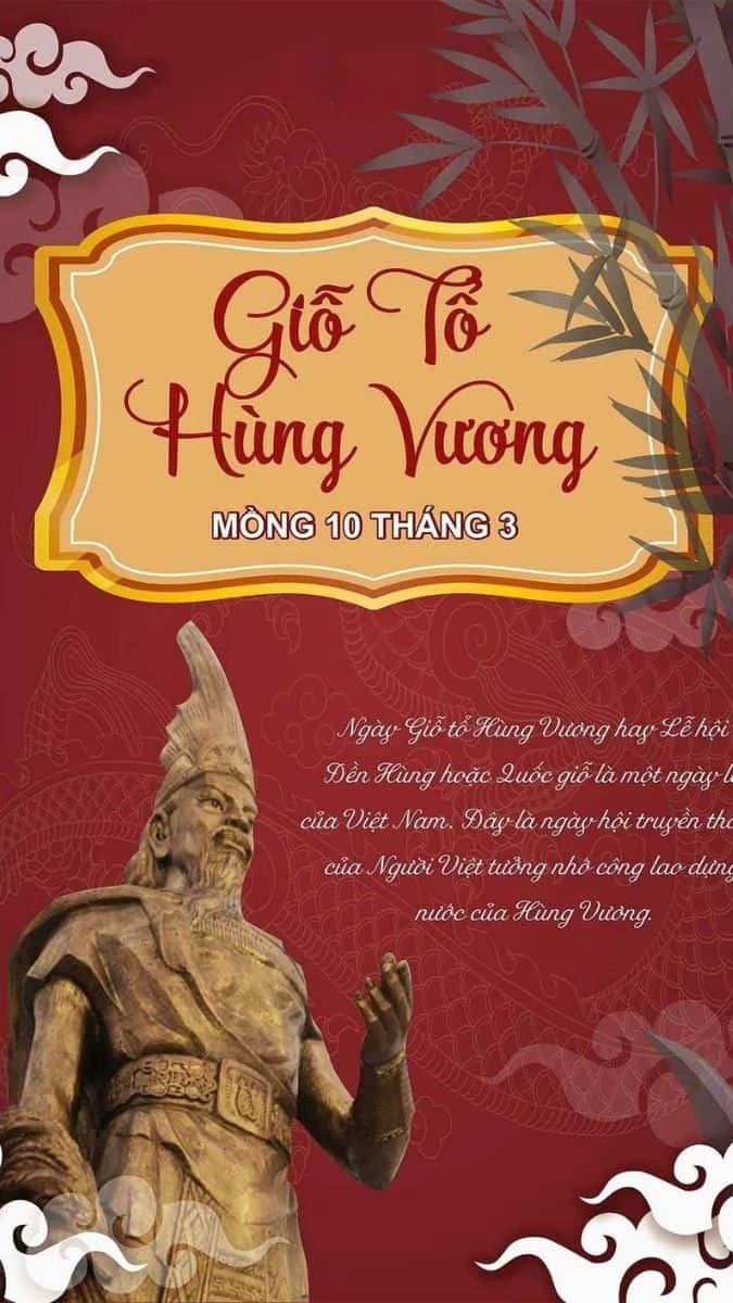 Hình ảnh Vua Hùng trên nền đỏ đậm