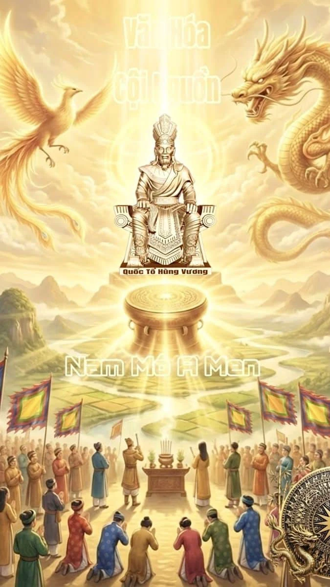 Ảnh nền Vua Hùng tone vàng sáng chói