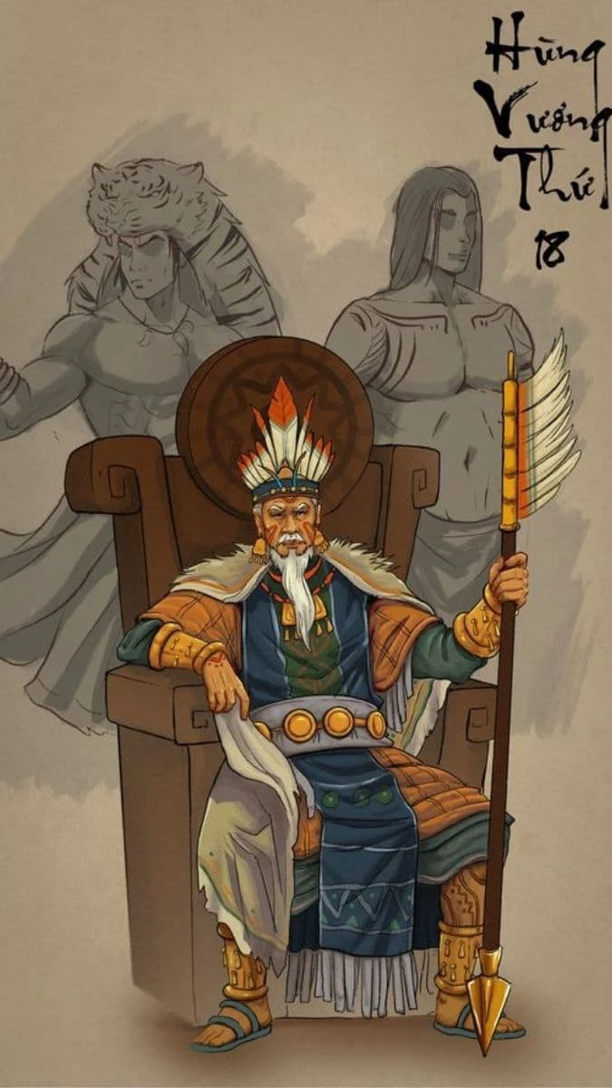 Tranh vẽ Vua Hùng đầy quyền lực