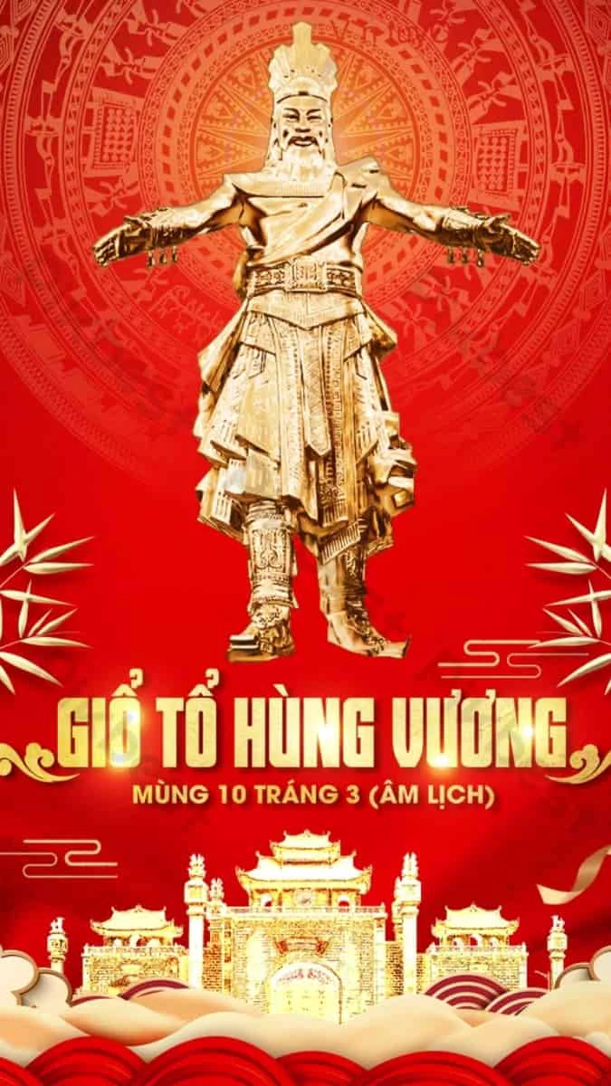 Hình nền Giỗ tổ Hùng Vương màu đỏ rực rỡ