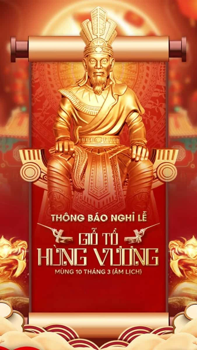 Hình nền Giỗ tổ Hùng Vương màu đỏ rực rỡ 4k