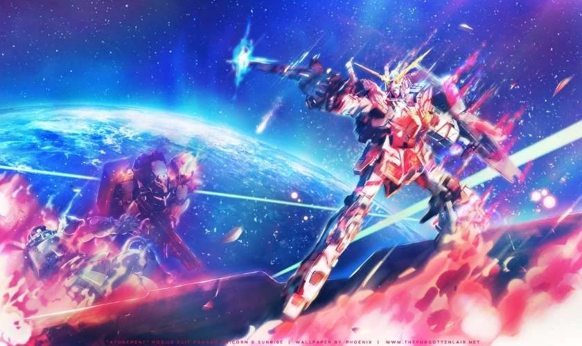 Ảnh nền Gundam 4K chiến đấu khốc liệt cho laptop