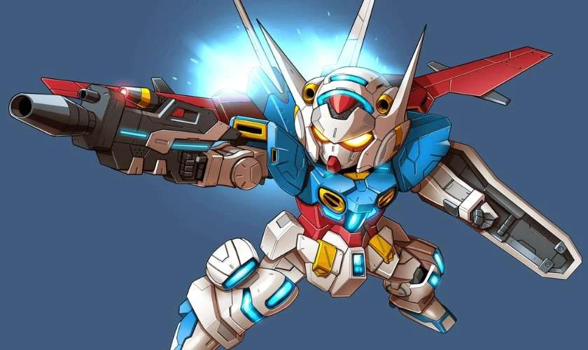 Hình nền Gundam 4K phong cách đáng yêu cho laptop