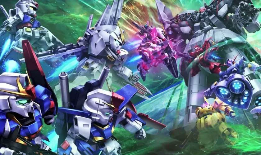 Wallpaper nhiều Gundam trong một khung ảnh cho laptop